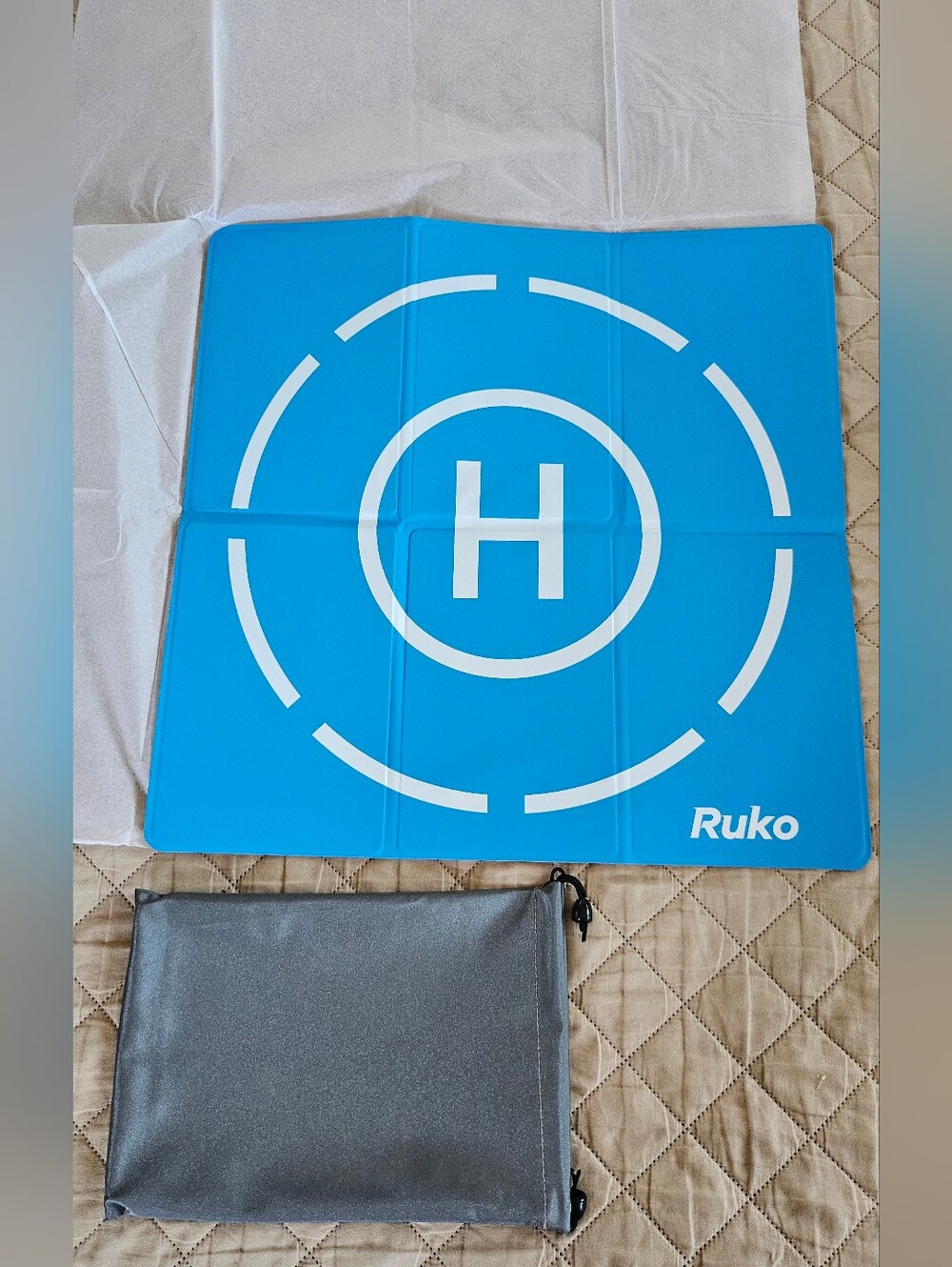 Double sided drone landing pad. New blue and yellow, foldable